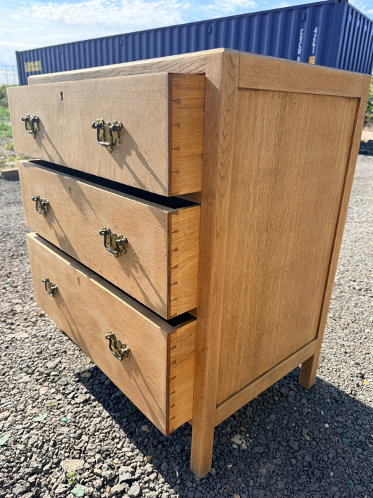 3-Drawer Edwardian oak chest stripped and waxed