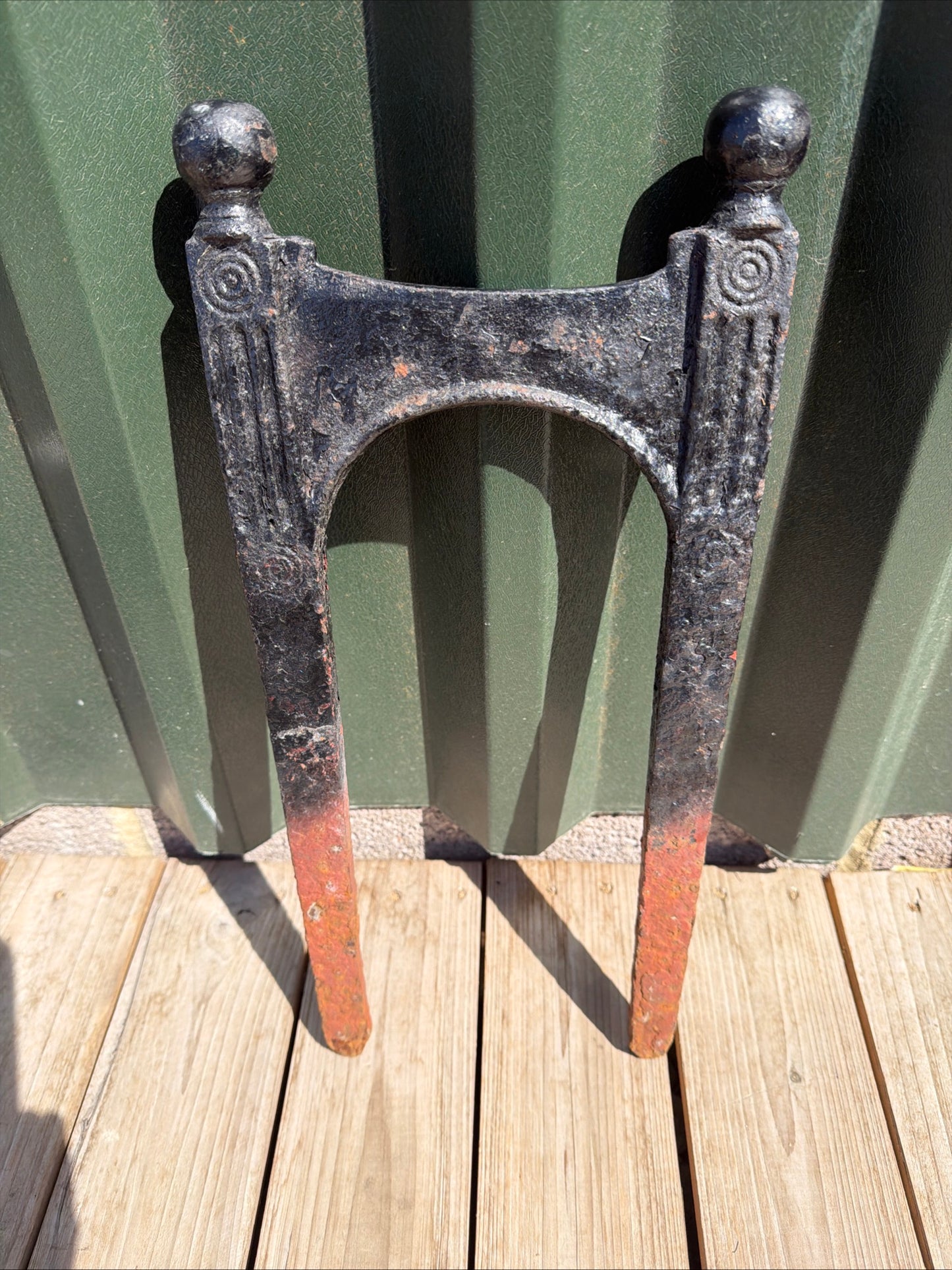 Antique Victorian Cast Iron Boot Scraper - Ball Top, Ornate with Long Spikes