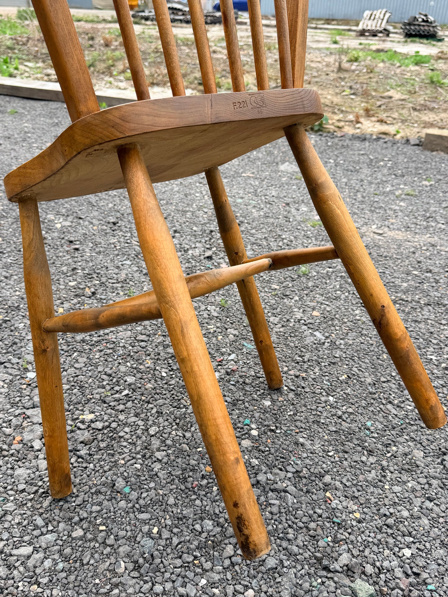 Rare 1940s Vintage Ercol F221 CC41 Utility Windsor Chair Parker Knoll Code 66