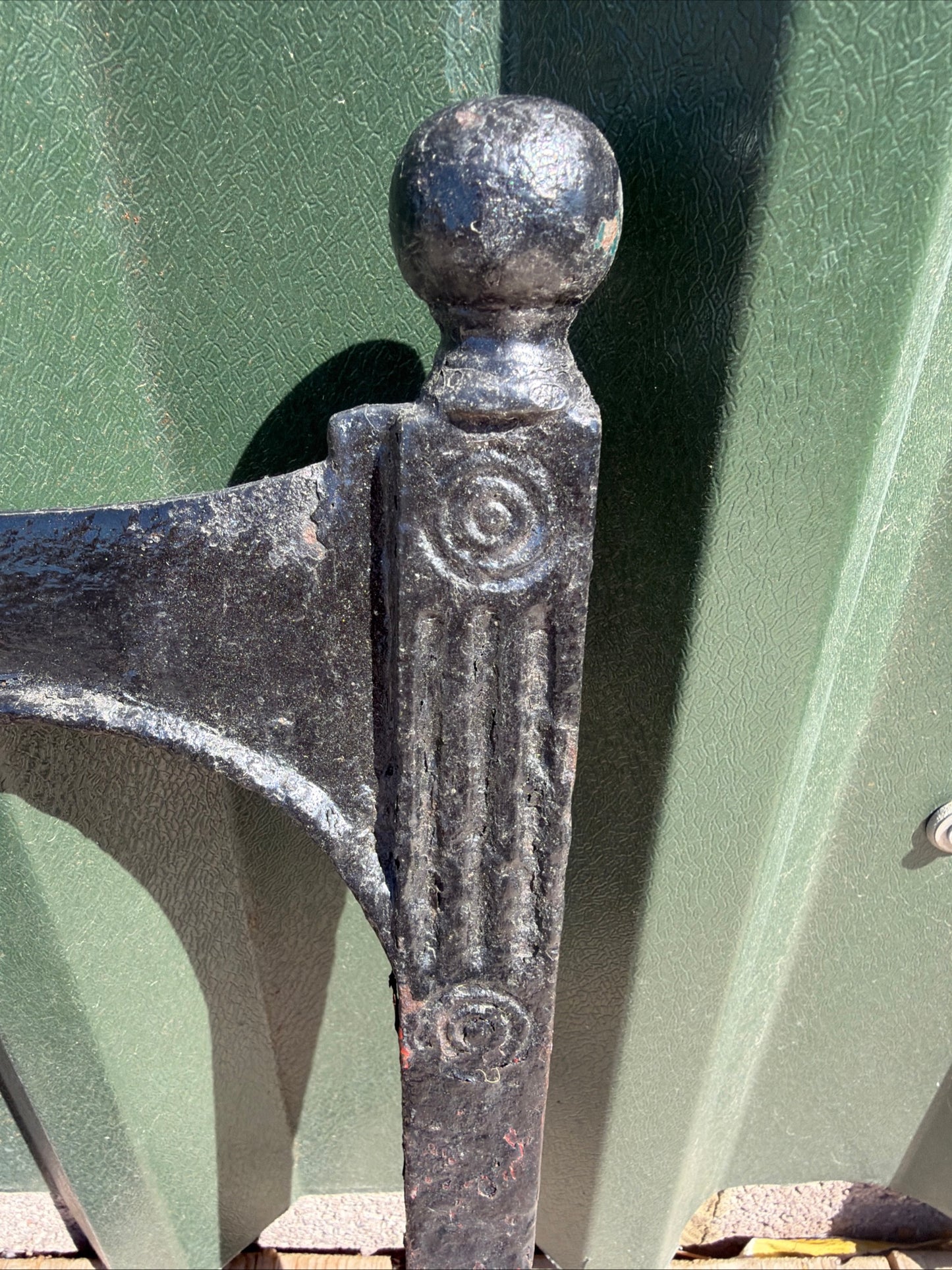 Antique Victorian Cast Iron Boot Scraper - Ball Top, Ornate with Long Spikes
