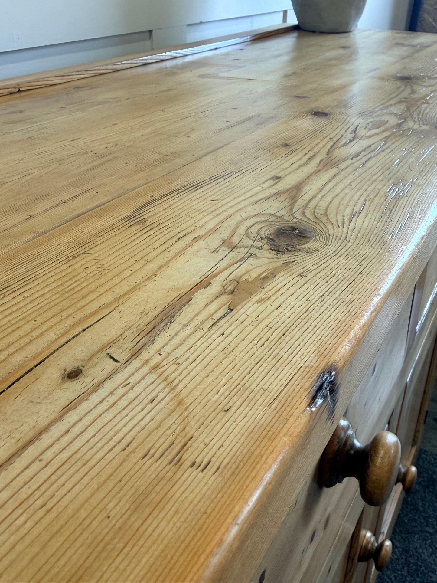 Rustic antique pine 2-drawer dresser base