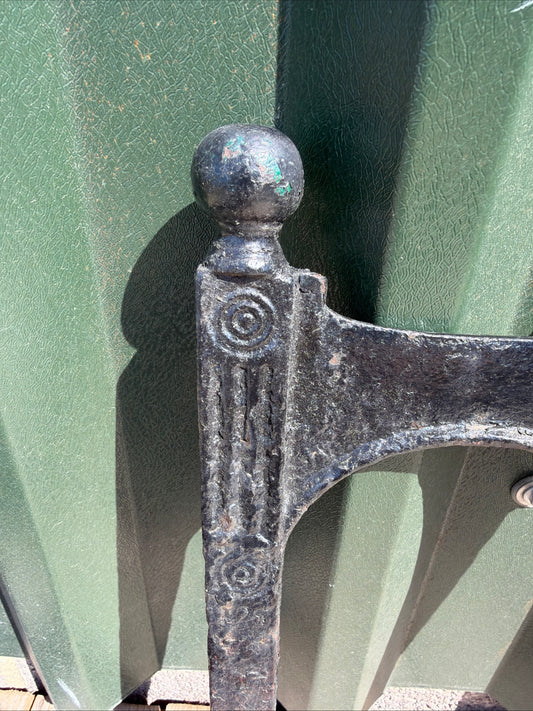 Antique Victorian Cast Iron Boot Scraper - Ball Top, Ornate with Long Spikes