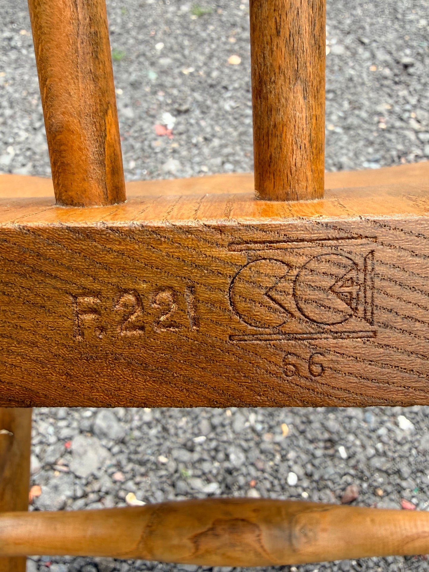 Rare 1940s Vintage Ercol F221 CC41 Utility Windsor Chair Parker Knoll Code 66