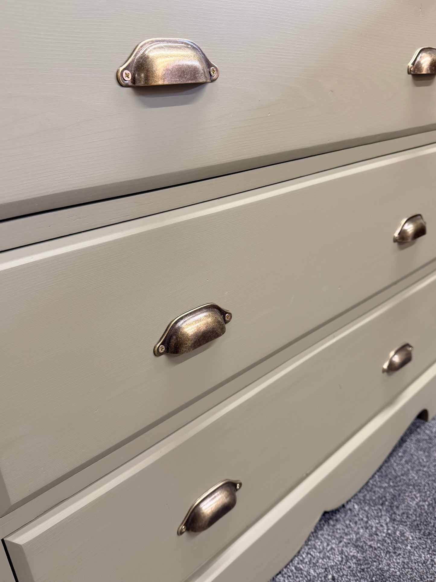 Solid 5-drawer chest painted in Frenchic Olivia