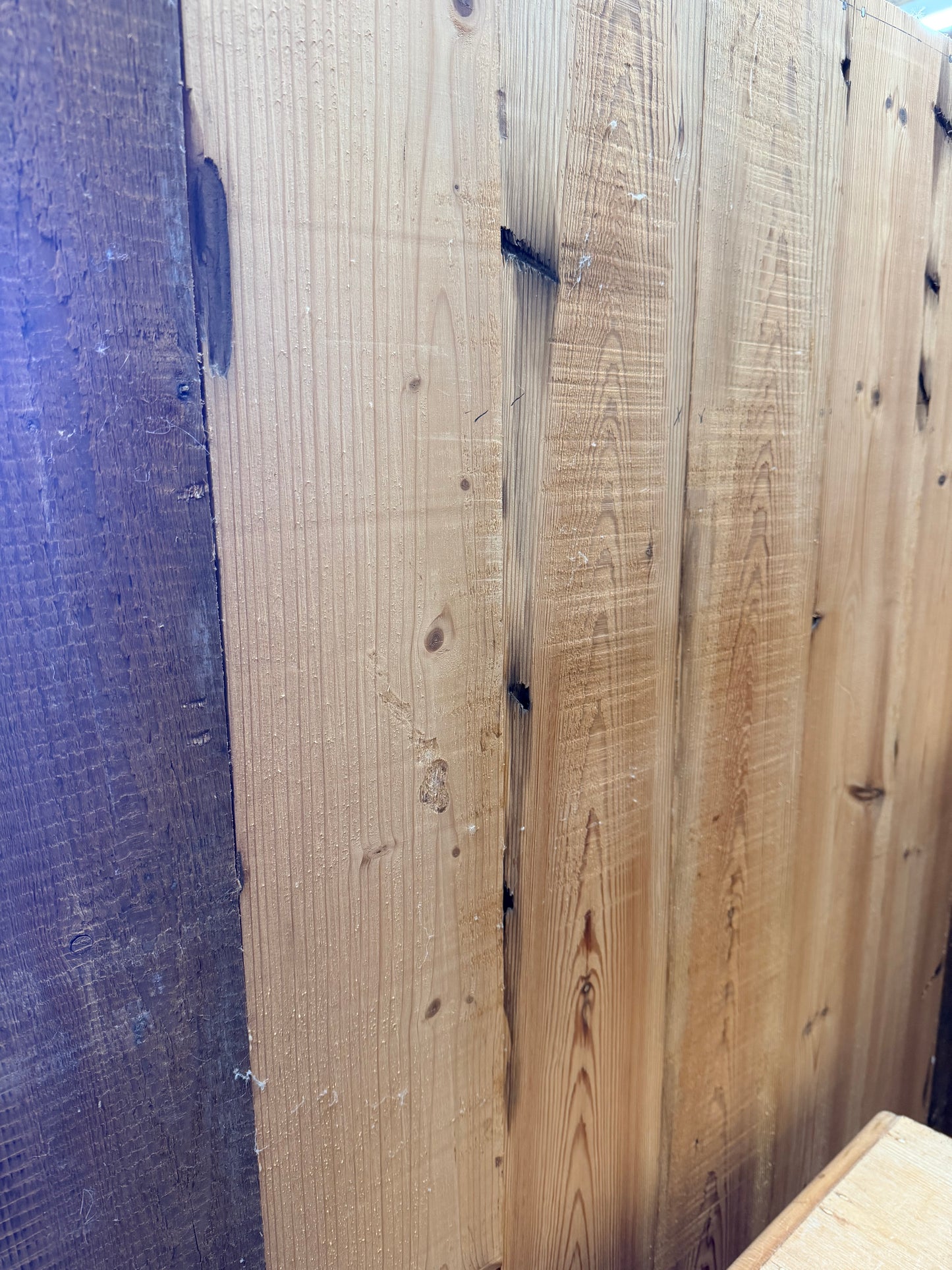 Antique rustic farmhouse style pine double wardrobe