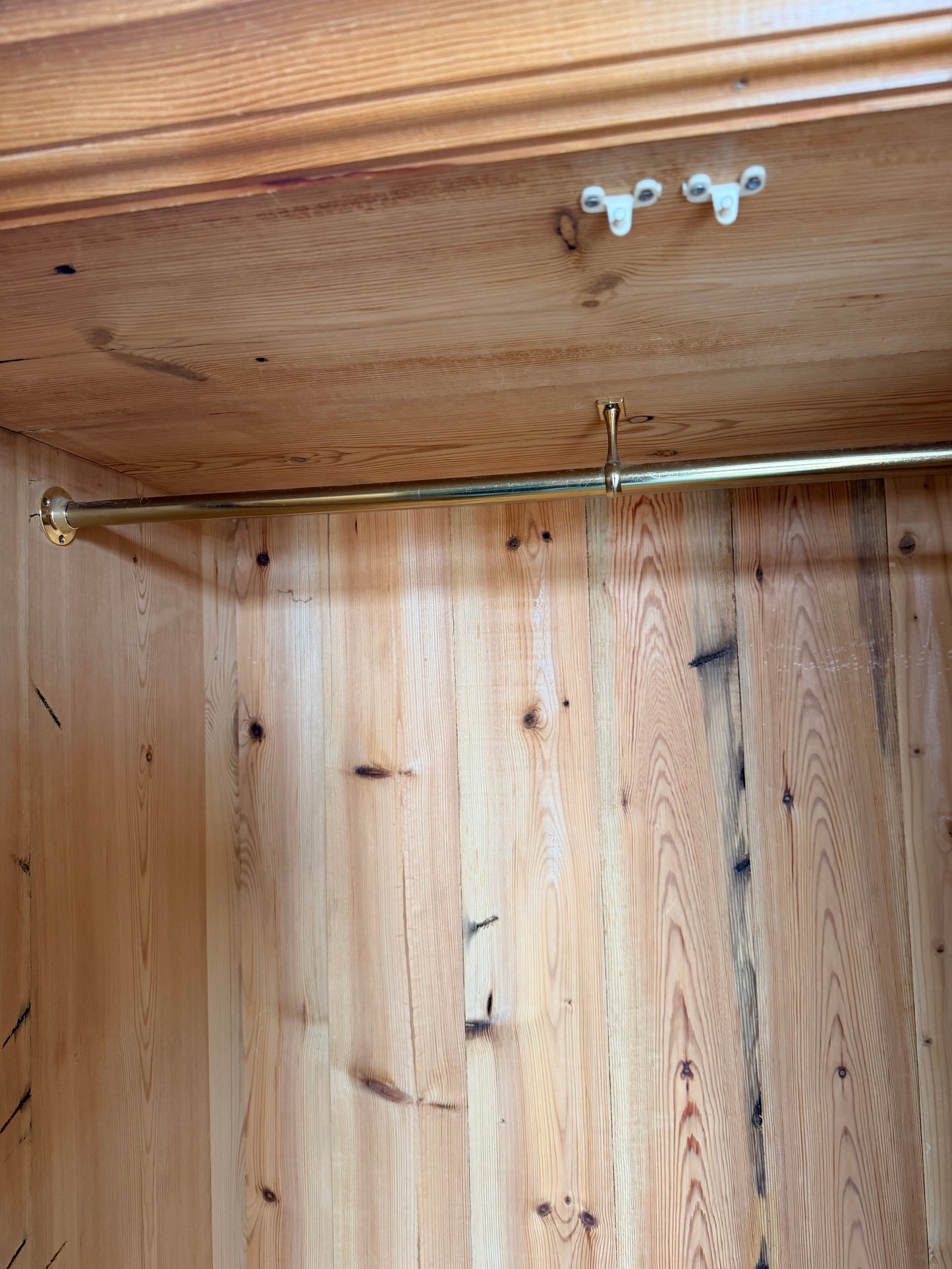 Antique rustic farmhouse style pine double wardrobe
