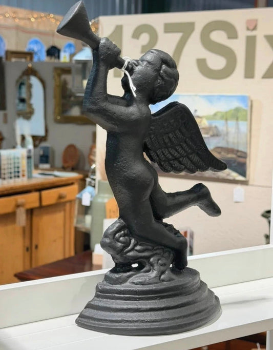 Vintage cast iron Cherub doorstop painted in Frenchic Black Jack