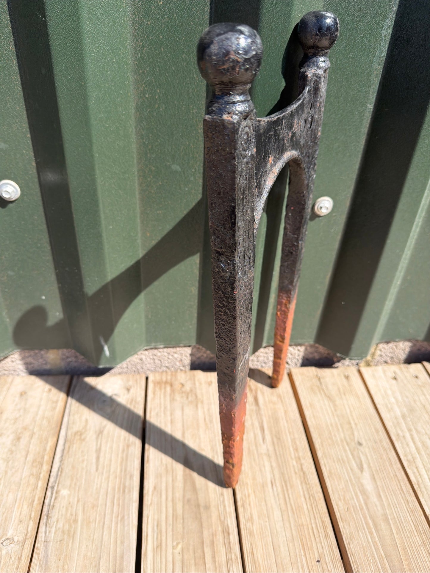 Antique Victorian Cast Iron Boot Scraper - Ball Top, Ornate with Long Spikes