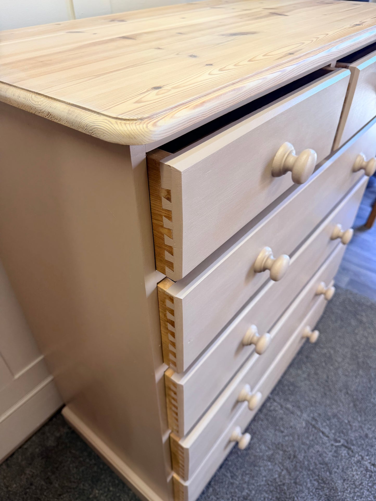Large solid 6 drawer chest painted in Frenchic Swayed (mid-warm brown)