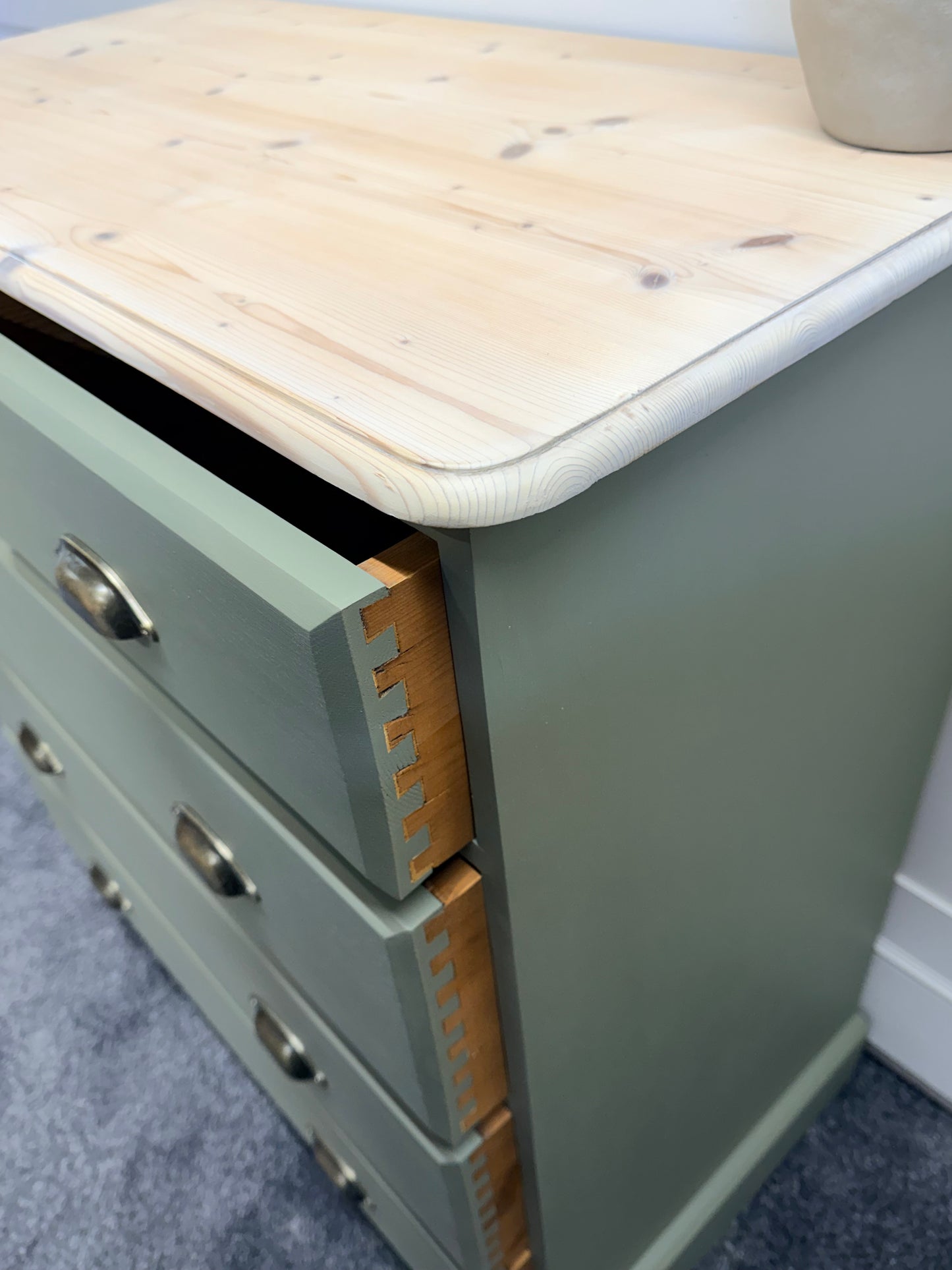 Solid 5-drawer chest painted in Frenchic Olivia