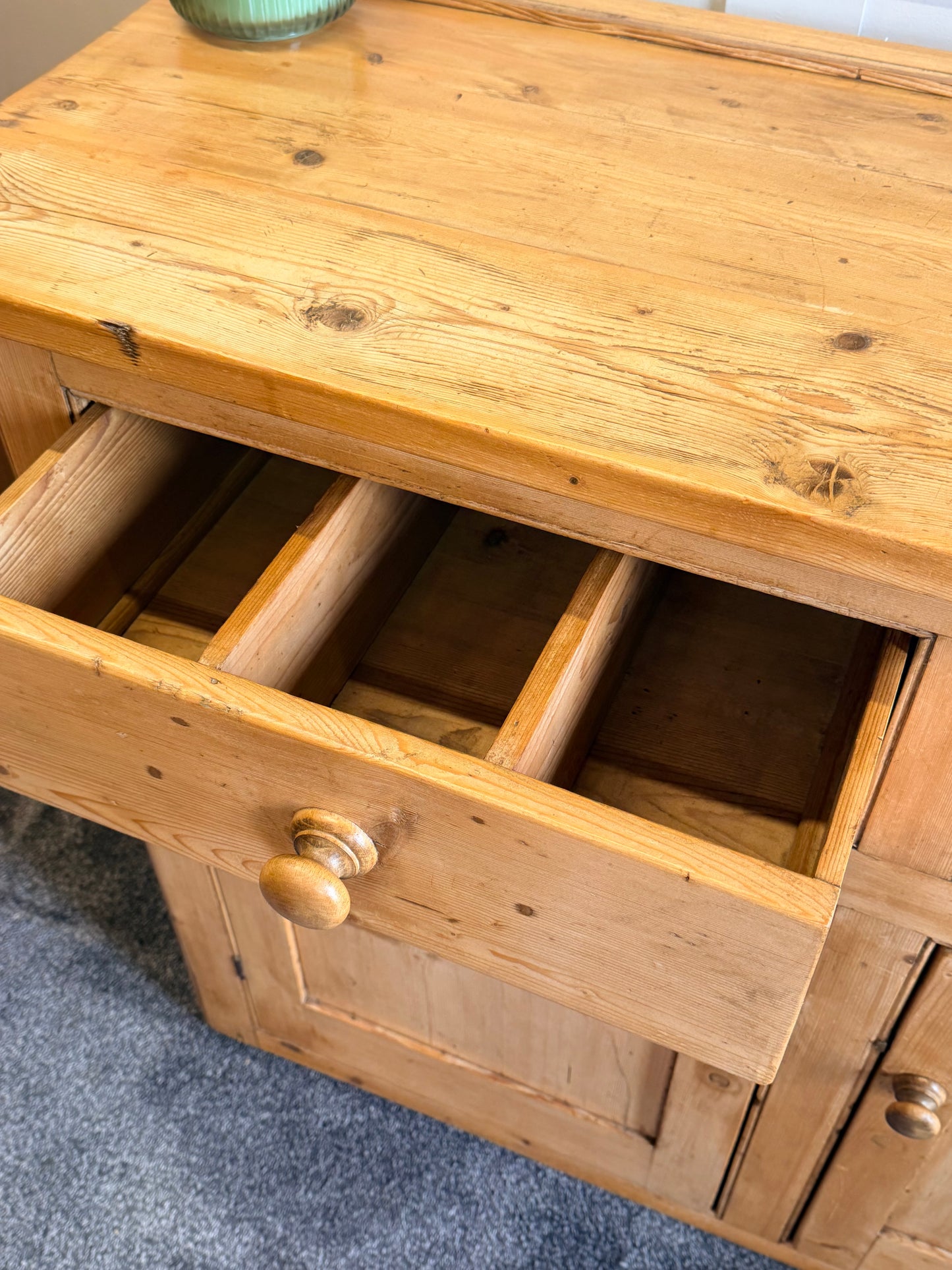 Rustic antique pine 2-drawer dresser base